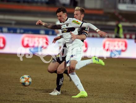 Fussball tipico Bundesliga. RZ Pellets WAC gegen CASHPOINT SCR Altach.  Michael Sollbauer,  (WAC), Mergim Berisha (Altach). Wolfsberg, am 23.2.2019.
Foto: Kuess

---
pressefotos, pressefotografie, kuess, qs, qspictures, sport, bild, bilder, bilddatenbank