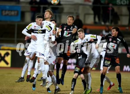 Fussball tipico Bundesliga. RZ Pellets WAC gegen CASHPOINT SCR Altach.  Mario Leitgeb, Manfred Gollner (WAC), Emir Karic, Philipp Netzer, Simon Piesinger (Altach). Wolfsberg, am 23.2.2019.
Foto: Kuess

---
pressefotos, pressefotografie, kuess, qs, qspictures, sport, bild, bilder, bilddatenbank