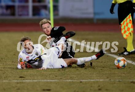 Fussball tipico Bundesliga. RZ Pellets WAC gegen CASHPOINT SCR Altach.  Kevin Friesenbichler,  (WAC), Philipp Netzer (Altach). Wolfsberg, am 23.2.2019.
Foto: Kuess

---
pressefotos, pressefotografie, kuess, qs, qspictures, sport, bild, bilder, bilddatenbank