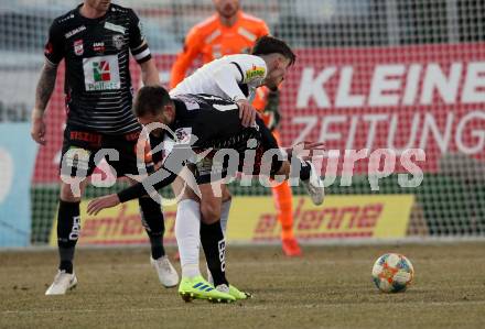 Fussball tipico Bundesliga. RZ Pellets WAC gegen CASHPOINT SCR Altach.  Nemanja Rnic,  (WAC), Mergim Berisha (Altach). Wolfsberg, am 23.2.2019.
Foto: Kuess

---
pressefotos, pressefotografie, kuess, qs, qspictures, sport, bild, bilder, bilddatenbank