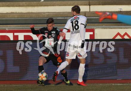 Fussball tipico Bundesliga. RZ Pellets WAC gegen CASHPOINT SCR Altach.  Romano Christian Schmid (WAC),  Jan Zwischenbrugger (Altach). Wolfsberg, am 23.2.2019.
Foto: Kuess

---
pressefotos, pressefotografie, kuess, qs, qspictures, sport, bild, bilder, bilddatenbank