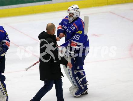 EBEL. Eishockey Bundesliga. EC VSV gegen DEC Dornbirn Bulldogs.  Trainer Gerhard Unterluggauer, Dan Bakala (VSV). Villach, am 24.2.2019.
Foto: Kuess 


---
pressefotos, pressefotografie, kuess, qs, qspictures, sport, bild, bilder, bilddatenbank