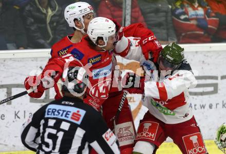 EBEL. Eishockey Bundesliga. KAC gegen	HCB Suedtirol Alperia. Siim Liivik, (KAC), Alexander Petan  (Bozen). Klagenfurt, am 1.3.2019.
Foto: Kuess

---
pressefotos, pressefotografie, kuess, qs, qspictures, sport, bild, bilder, bilddatenbank