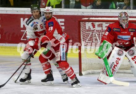 EBEL. Eishockey Bundesliga. KAC gegen	HCB Suedtirol Alperia. Martin Schumnig, Lars Haugen,  (KAC), Michael Blunden (Bozen). Klagenfurt, am 1.3.2019.
Foto: Kuess

---
pressefotos, pressefotografie, kuess, qs, qspictures, sport, bild, bilder, bilddatenbank