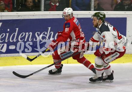 EBEL. Eishockey Bundesliga. KAC gegen	HCB Suedtirol Alperia. Marco Richter,  (KAC), Daniel Glira (Bozen). Klagenfurt, am 1.3.2019.
Foto: Kuess

---
pressefotos, pressefotografie, kuess, qs, qspictures, sport, bild, bilder, bilddatenbank