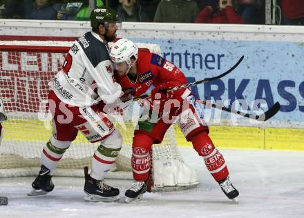 EBEL. Eishockey Bundesliga. KAC gegen	HCB Suedtirol Alperia. Matthew Neal, (KAC), Marco Insam  (Bozen). Klagenfurt, am 1.3.2019.
Foto: Kuess

---
pressefotos, pressefotografie, kuess, qs, qspictures, sport, bild, bilder, bilddatenbank
