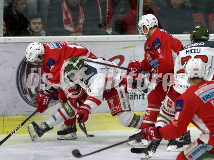 EBEL. Eishockey Bundesliga. KAC gegen	HCB Suedtirol Alperia. Thomas Koch, Nicholas Eric Petersen,  (KAC), Paul Geiger (Bozen). Klagenfurt, am 1.3.2019.
Foto: Kuess

---
pressefotos, pressefotografie, kuess, qs, qspictures, sport, bild, bilder, bilddatenbank