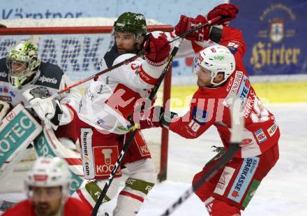 EBEL. Eishockey Bundesliga. KAC gegen	HCB Suedtirol Alperia. Stefan Geier,  (KAC), Matthew MacKenzie (Bozen). Klagenfurt, am 1.3.2019.
Foto: Kuess

---
pressefotos, pressefotografie, kuess, qs, qspictures, sport, bild, bilder, bilddatenbank