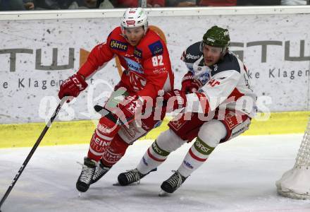 EBEL. Eishockey Bundesliga. KAC gegen	HCB Suedtirol Alperia. Clemens Unterweger, (KAC), Ivan Deluca  (Bozen). Klagenfurt, am 1.3.2019.
Foto: Kuess

---
pressefotos, pressefotografie, kuess, qs, qspictures, sport, bild, bilder, bilddatenbank