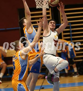 Basketball 2. Bundesliga. Grunddurchgang 21. Runde. Woerthersee Piraten gegen BBU Salzburg. Christof Gspandl  (Woerthersee Piraten), Rejhan Sahinovic (Salzburg). Klagenfurt, am 2.3.2019.
Foto: Kuess
---
pressefotos, pressefotografie, kuess, qs, qspictures, sport, bild, bilder, bilddatenbank