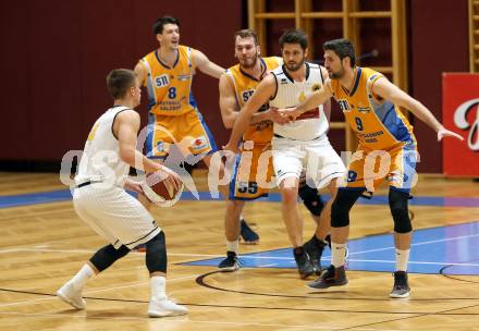 Basketball 2. Bundesliga. Grunddurchgang 21. Runde. Woerthersee Piraten gegen BBU Salzburg. Elvis Keric, Daniel Gspandl  (Woerthersee Piraten),  Luka Milovac, Dimitris Mouratoglou (Salzburg). Klagenfurt, am 2.3.2019.
Foto: Kuess
---
pressefotos, pressefotografie, kuess, qs, qspictures, sport, bild, bilder, bilddatenbank