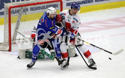 EBEL. Eishockey Bundesliga. EC VSV gegen HC TWK Innsbruck.  Brandon Alderson,  (VSV), Sacha Guimond (Innsbruck). Villach, am 3.3.2019.
Foto: Kuess 


---
pressefotos, pressefotografie, kuess, qs, qspictures, sport, bild, bilder, bilddatenbank