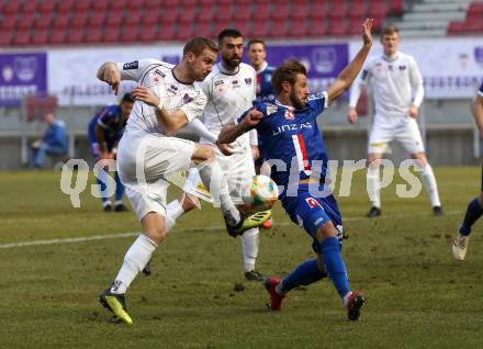 Fussball. 2. Liga. âSK Austria Klagenfurt gegen FC Blau Weiss Linz.  Markus Rusek,  (Klagenfurt), Martin Grasegger (Linz). Klagenfurt, 3.3.2019.
Foto: Kuess
---
pressefotos, pressefotografie, kuess, qs, qspictures, sport, bild, bilder, bilddatenbank