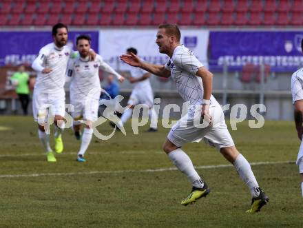 Fussball. 2. Liga. âSK Austria Klagenfurt gegen FC Blau Weiss Linz.  Torjubel Markus Rusek (Klagenfurt). Klagenfurt, 3.3.2019.
Foto: Kuess
---
pressefotos, pressefotografie, kuess, qs, qspictures, sport, bild, bilder, bilddatenbank