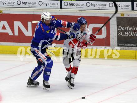 EBEL. Eishockey Bundesliga. EC VSV gegen HC TWK Innsbruck. Stefan Bacher,   (VSV), Daniel Wachter (Innsbruck). Villach, am 3.3.2019.
Foto: Kuess 


---
pressefotos, pressefotografie, kuess, qs, qspictures, sport, bild, bilder, bilddatenbank