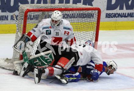 EBEL. Eishockey Bundesliga. EC VSV gegen HC TWK Innsbruck.  Johann Lars Olof Eriksson,  (VSV), Luka Gracnar, Tyler Spurgeon (Innsbruck). Villach, am 3.3.2019.
Foto: Kuess 


---
pressefotos, pressefotografie, kuess, qs, qspictures, sport, bild, bilder, bilddatenbank