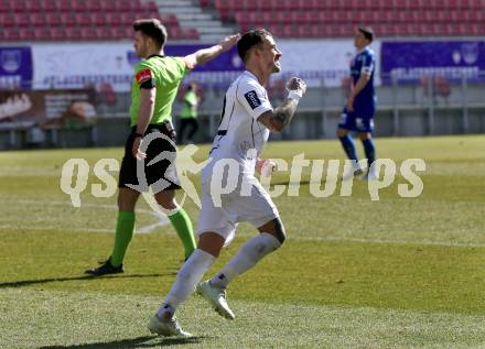 Fussball. 2. Liga. âSK Austria Klagenfurt gegen FC Blau Weiss Linz.  Torjubel Philipp Huetter (Klagenfurt). Klagenfurt, 3.3.2019.
Foto: Kuess
---
pressefotos, pressefotografie, kuess, qs, qspictures, sport, bild, bilder, bilddatenbank