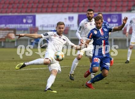 Fussball. 2. Liga. âSK Austria Klagenfurt gegen FC Blau Weiss Linz.  Markus Rusek,  (Klagenfurt), Martin Grasegger (Linz). Klagenfurt, 3.3.2019.
Foto: Kuess
---
pressefotos, pressefotografie, kuess, qs, qspictures, sport, bild, bilder, bilddatenbank