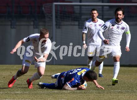 Fussball. 2. Liga. âSK Austria Klagenfurt gegen FC Blau Weiss Linz.  Florian Jaritz, Sandro Zakany, (Klagenfurt), Manuel Hartl  (Linz). Klagenfurt, 3.3.2019.
Foto: Kuess
---
pressefotos, pressefotografie, kuess, qs, qspictures, sport, bild, bilder, bilddatenbank