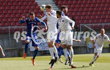 Fussball. 2. Liga. âSK Austria Klagenfurt gegen FC Blau Weiss Linz.  Scott Fitzgerald Kennedy, Kosmas Gkezos, (Klagenfurt), Lukas Tursch, Florian Templ  (Linz). Klagenfurt, 3.3.2019.
Foto: Kuess
---
pressefotos, pressefotografie, kuess, qs, qspictures, sport, bild, bilder, bilddatenbank