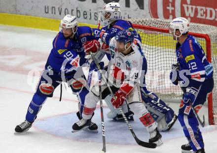 EBEL. Eishockey Bundesliga. EC VSV gegen HC TWK Innsbruck. Stefan Bacher,  (VSV), Tyler Spurgeon  (Innsbruck). Villach, am 3.3.2019.
Foto: Kuess 


---
pressefotos, pressefotografie, kuess, qs, qspictures, sport, bild, bilder, bilddatenbank