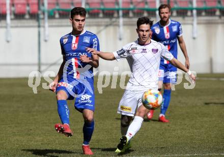 Fussball. 2. Liga. âSK Austria Klagenfurt gegen FC Blau Weiss Linz.  Daniel Steinwender,  (Klagenfurt), Bernhard Fila (Linz). Klagenfurt, 3.3.2019.
Foto: Kuess
---
pressefotos, pressefotografie, kuess, qs, qspictures, sport, bild, bilder, bilddatenbank