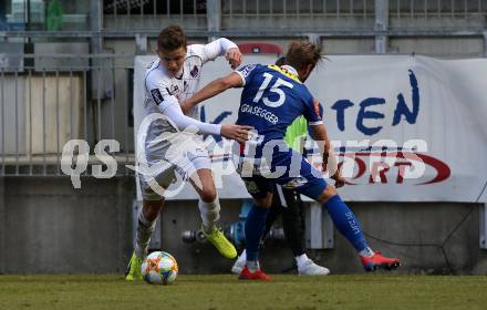 Fussball. 2. Liga. âSK Austria Klagenfurt gegen FC Blau Weiss Linz.  Benedikt Pichler,  (Klagenfurt), Martin Grasegger (Linz). Klagenfurt, 3.3.2019.
Foto: Kuess
---
pressefotos, pressefotografie, kuess, qs, qspictures, sport, bild, bilder, bilddatenbank