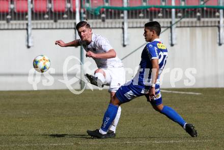 Fussball. 2. Liga. âSK Austria Klagenfurt gegen FC Blau Weiss Linz.  Marc Ortner,  (Klagenfurt), Alan Lima Carius (Linz). Klagenfurt, 3.3.2019.
Foto: Kuess
---
pressefotos, pressefotografie, kuess, qs, qspictures, sport, bild, bilder, bilddatenbank