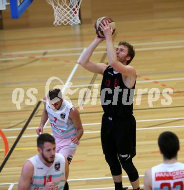 Basketball 2. Bundesliga. Grunddurchgang 15. Runde. Raiders Villach gegen Mistelbach Mustangs.  Marko Jelica (Villach), Thomas Morwitzer  (Mistelbach Mustangs). Klagenfurt, am 3.3.2019.
Foto: Kuess
---
pressefotos, pressefotografie, kuess, qs, qspictures, sport, bild, bilder, bilddatenbank