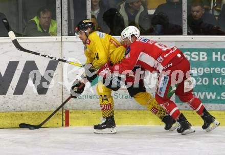 EBEL. Eishockey Bundesliga. KAC gegen	spusu Vienna Capitals. Marco Richter,  (KAC), Patrick Peter (Vienna Capitals). Klagenfurt, am 5.3.2019.
Foto: Kuess

---
pressefotos, pressefotografie, kuess, qs, qspictures, sport, bild, bilder, bilddatenbank