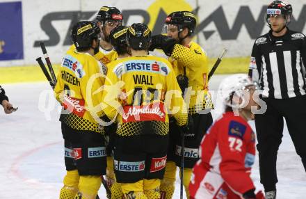 EBEL. Eishockey Bundesliga. KAC gegen	spusu Vienna Capitals.  Torjubel Christopher Desousa, Andreas Noedl, Alex Wall, Peter Schneider, Marc-Andre Dorion  (Vienna Capitals). Klagenfurt, am 5.3.2019.
Foto: Kuess

---
pressefotos, pressefotografie, kuess, qs, qspictures, sport, bild, bilder, bilddatenbank