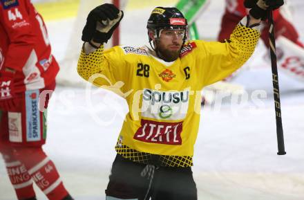 EBEL. Eishockey Bundesliga. KAC gegen	spusu Vienna Capitals.  Torjubel Andreas Noedl (Vienna Capitals). Klagenfurt, am 5.3.2019.
Foto: Kuess

---
pressefotos, pressefotografie, kuess, qs, qspictures, sport, bild, bilder, bilddatenbank