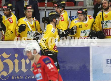 EBEL. Eishockey Bundesliga. KAC gegen	spusu Vienna Capitals.  Torjubel Riley Holzapfel  (Vienna Capitals). Klagenfurt, am 5.3.2019.
Foto: Kuess

---
pressefotos, pressefotografie, kuess, qs, qspictures, sport, bild, bilder, bilddatenbank