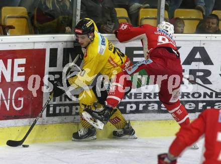 EBEL. Eishockey Bundesliga. KAC gegen	spusu Vienna Capitals. Clemens Unterweger,  (KAC), Benjamin Nissner (Vienna Capitals). Klagenfurt, am 5.3.2019.
Foto: Kuess

---
pressefotos, pressefotografie, kuess, qs, qspictures, sport, bild, bilder, bilddatenbank