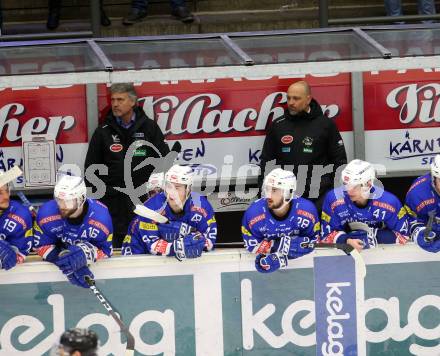 EBEL. Eishockey Bundesliga. EC VSV gegen HC Orli Znojmo. Ken Strong, Gerhard Unterluggauer  (VSV). Villach, am 8.3.2019.
Foto: Kuess 


---
pressefotos, pressefotografie, kuess, qs, qspictures, sport, bild, bilder, bilddatenbank