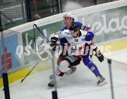 EBEL. Eishockey Bundesliga. EC VSV gegen HC Orli Znojmo. Szabad Kevin  (VSV), Sedlak Adam (Znojmo). Villach, am 8.3.2019.
Foto: Kuess 


---
pressefotos, pressefotografie, kuess, qs, qspictures, sport, bild, bilder, bilddatenbank