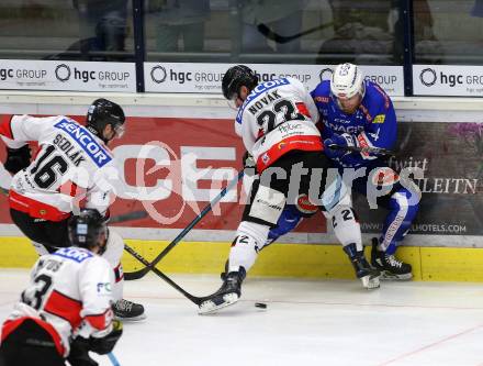 EBEL. Eishockey Bundesliga. EC VSV gegen HC Orli Znojmo. Fraser Jamie  (VSV), Novak Patrik, Sedlak Adam (Znojmo). Villach, am 8.3.2019.
Foto: Kuess 


---
pressefotos, pressefotografie, kuess, qs, qspictures, sport, bild, bilder, bilddatenbank