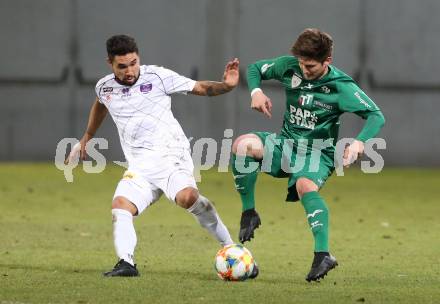 Fussball. 2. Liga. âSK Austria Klagenfurt gegen WSG Swarovski Wattens.  Maximiliano Moreira Romero,  (Klagenfurt), Oliver Filip (Wattens). Klagenfurt, 8.3.2019.
Foto: Kuess
---
pressefotos, pressefotografie, kuess, qs, qspictures, sport, bild, bilder, bilddatenbank