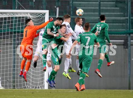 Fussball. 2. Liga. âSK Austria Klagenfurt gegen WSG Swarovski Wattens.  Michael Zetterer, Benedikt Pichler, Markus Rusek	(Klagenfurt), Milan Jurdik, Andreas Dober, Ione Agoney Jimenez Cabrera (Wattens). Klagenfurt, 8.3.2019.
Foto: Kuess
---
pressefotos, pressefotografie, kuess, qs, qspictures, sport, bild, bilder, bilddatenbank