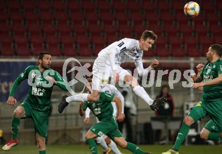 Fussball. 2. Liga. âSK Austria Klagenfurt gegen WSG Swarovski Wattens.  Scott Fitzgerald Kennedy,  (Klagenfurt), Andreas Dober  (Wattens). Klagenfurt, 8.3.2019.
Foto: Kuess
---
pressefotos, pressefotografie, kuess, qs, qspictures, sport, bild, bilder, bilddatenbank