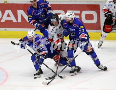 EBEL. Eishockey Bundesliga. EC VSV gegen HC Orli Znojmo.	Pollastrone Jerry, Schlacher Markus (VSV), Spacek Marek,  (Znojmo). Villach, am 8.3.2019.
Foto: Kuess 


---
pressefotos, pressefotografie, kuess, qs, qspictures, sport, bild, bilder, bilddatenbank