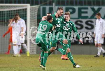 Fussball. 2. Liga. âSK Austria Klagenfurt gegen WSG Swarovski Wattens.  Torjubel Benjamin Pranter (Wattens). Klagenfurt, 8.3.2019.
Foto: Kuess
---
pressefotos, pressefotografie, kuess, qs, qspictures, sport, bild, bilder, bilddatenbank