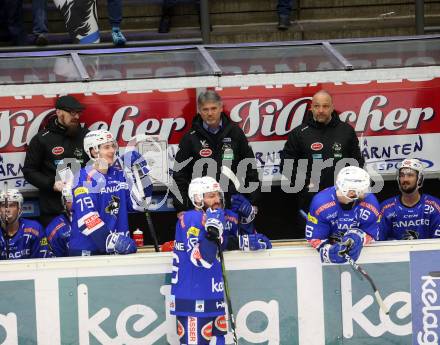 EBEL. Eishockey Bundesliga. EC VSV gegen HC Orli Znojmo. Markus Peintner, Ken Strong, Gerhard Unterluggauer (VSV). Villach, am 8.3.2019.
Foto: Kuess 


---
pressefotos, pressefotografie, kuess, qs, qspictures, sport, bild, bilder, bilddatenbank