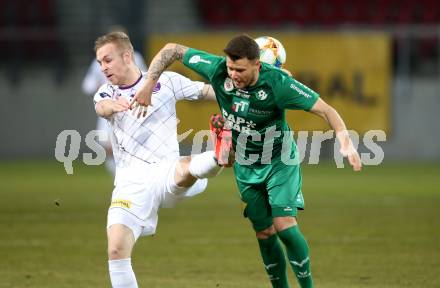Fussball. 2. Liga. âSK Austria Klagenfurt gegen WSG Swarovski Wattens.  Florian Jaritz, (Klagenfurt), Sandro Neurauter  (Wattens). Klagenfurt, 8.3.2019.
Foto: Kuess
---
pressefotos, pressefotografie, kuess, qs, qspictures, sport, bild, bilder, bilddatenbank