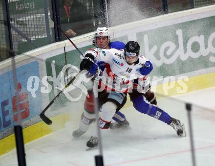 EBEL. Eishockey Bundesliga. EC VSV gegen HC Orli Znojmo. Szabad Kevin  (VSV), Sedlak Adam (Znojmo). Villach, am 8.3.2019.
Foto: Kuess 


---
pressefotos, pressefotografie, kuess, qs, qspictures, sport, bild, bilder, bilddatenbank