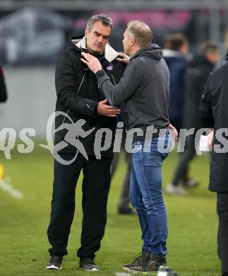 Fussball. 2. Liga. âSK Austria Klagenfurt gegen WSG Swarovski Wattens.  Trainer Robert Micheu,  (Klagenfurt), Trainer Thomas Silberberger (Wattens). Klagenfurt, 8.3.2019.
Foto: Kuess
---
pressefotos, pressefotografie, kuess, qs, qspictures, sport, bild, bilder, bilddatenbank