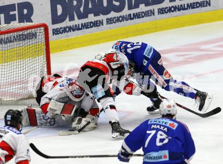 EBEL. Eishockey Bundesliga. EC VSV gegen HC Orli Znojmo. 	Petrik Nikolas (VSV), Halasz Tomas, Bulin Jan (Znojmo). Villach, am 8.3.2019.
Foto: Kuess 


---
pressefotos, pressefotografie, kuess, qs, qspictures, sport, bild, bilder, bilddatenbank