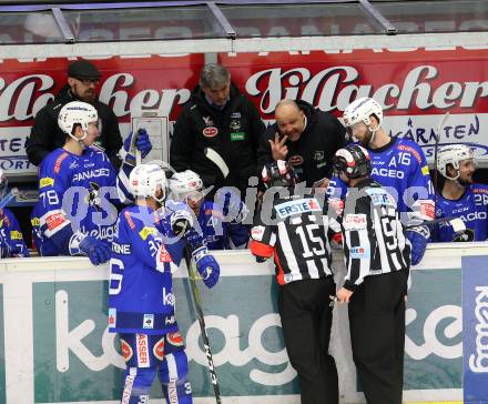 EBEL. Eishockey Bundesliga. EC VSV gegen HC Orli Znojmo. Markus Peintner, Ken Strong, Gerhard Unterluggauer (VSV). Villach, am 8.3.2019.
Foto: Kuess 


---
pressefotos, pressefotografie, kuess, qs, qspictures, sport, bild, bilder, bilddatenbank