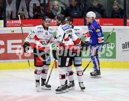 EBEL. Eishockey Bundesliga. EC VSV gegen HC Orli Znojmo.  Torjubel Hlava Nicolas  (Znojmo). Villach, am 8.3.2019.
Foto: Kuess 


---
pressefotos, pressefotografie, kuess, qs, qspictures, sport, bild, bilder, bilddatenbank