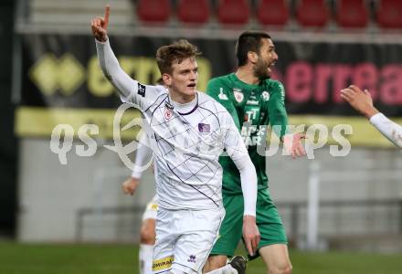 Fussball. 2. Liga. âSK Austria Klagenfurt gegen WSG Swarovski Wattens.  Torjubel Scott Fitzgerald Kennedy (Klagenfurt). Klagenfurt, 8.3.2019.
Foto: Kuess
---
pressefotos, pressefotografie, kuess, qs, qspictures, sport, bild, bilder, bilddatenbank